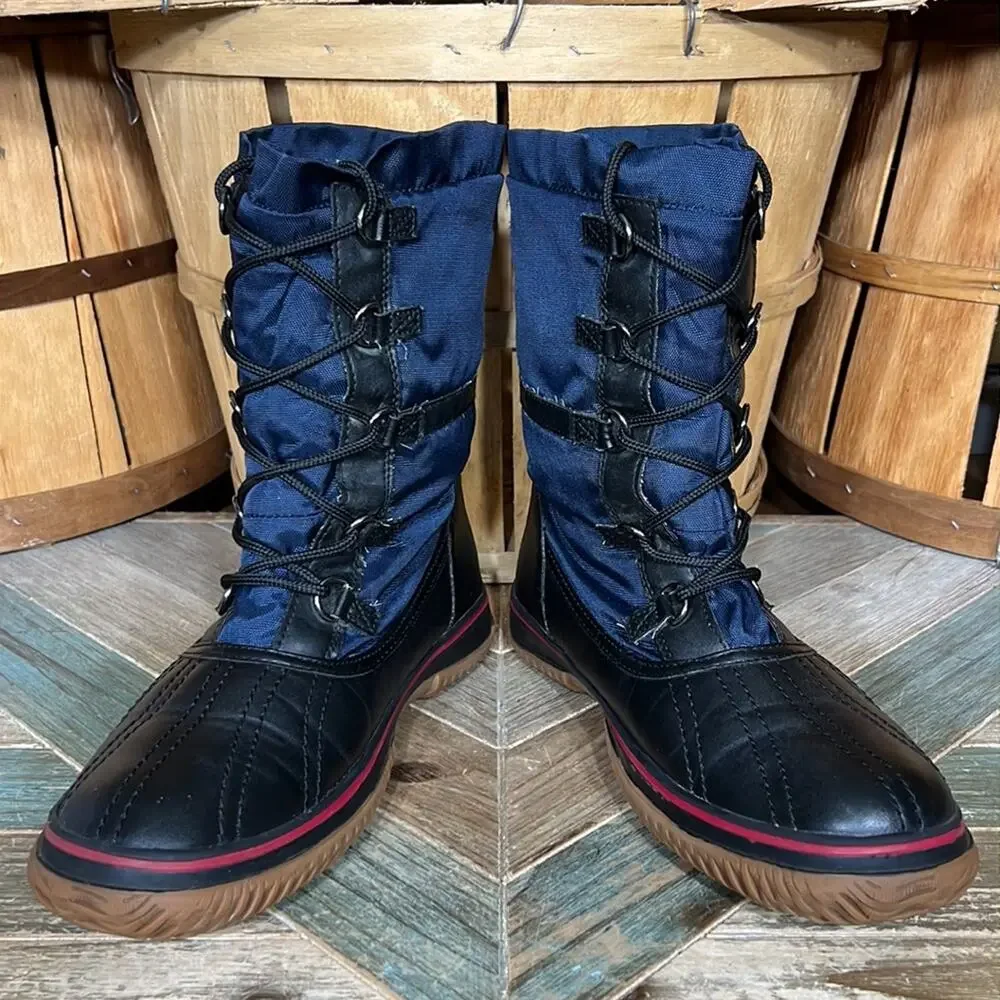 Pajar Grip Low Navy Black Faur Fur Insulated Waterproof Snow Boot Womens Size 11